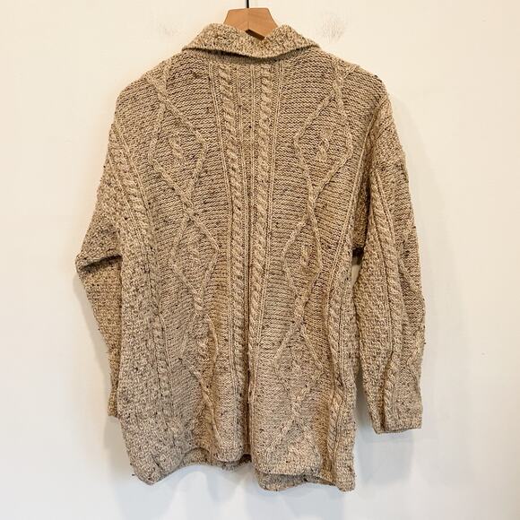 Carraig Donn Wool Chunky Knit Grandpa Cardigan Sweater Tan Size M - Picture 6 of 8